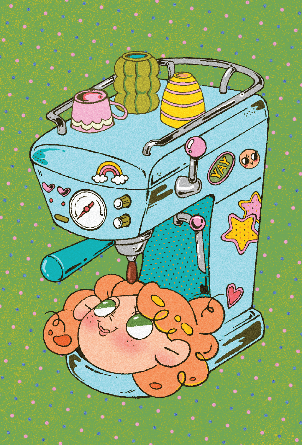 Coffee Machine Girl Post Card
