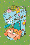 Coffee Machine Girl Post Card