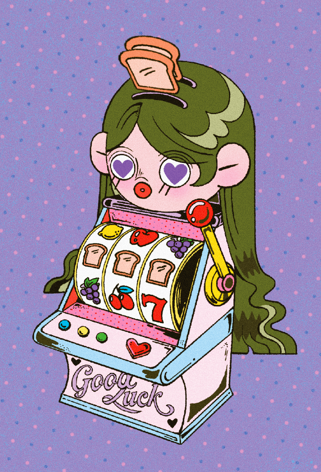 Slot Machine Girl Post Card