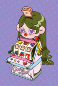 Slot Machine Girl Post Card