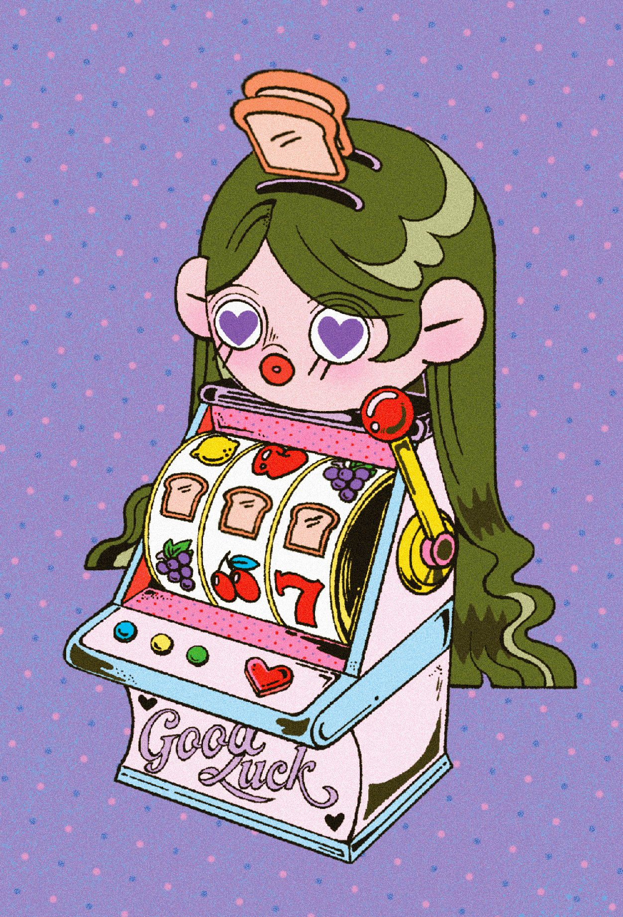 Slot Machine Girl Post Card