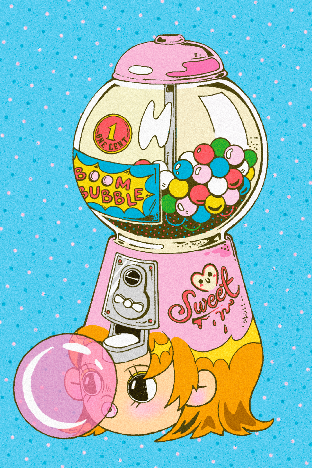 Bubble Gum Girl Post Card
