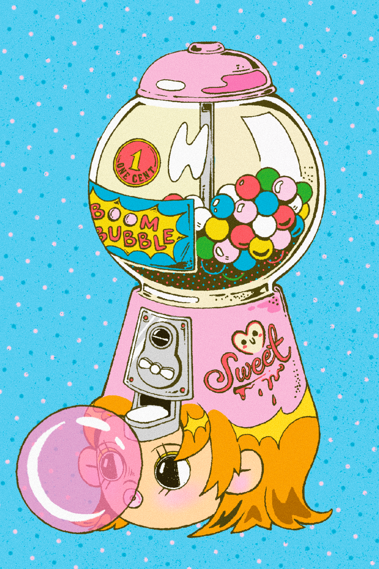 Bubble Gum Girl Post Card