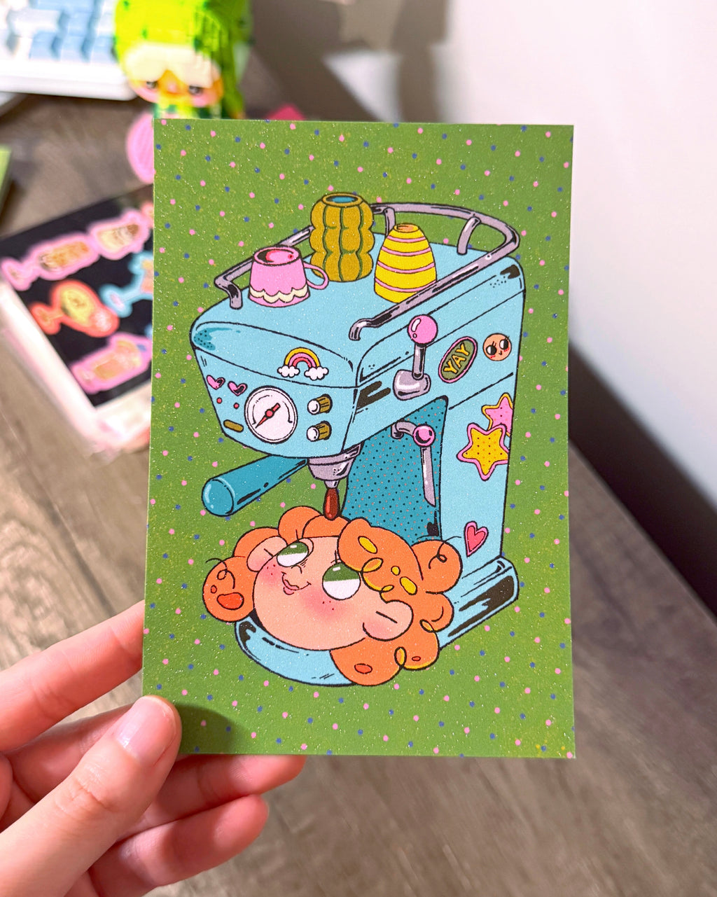 Coffee Machine Girl Post Card
