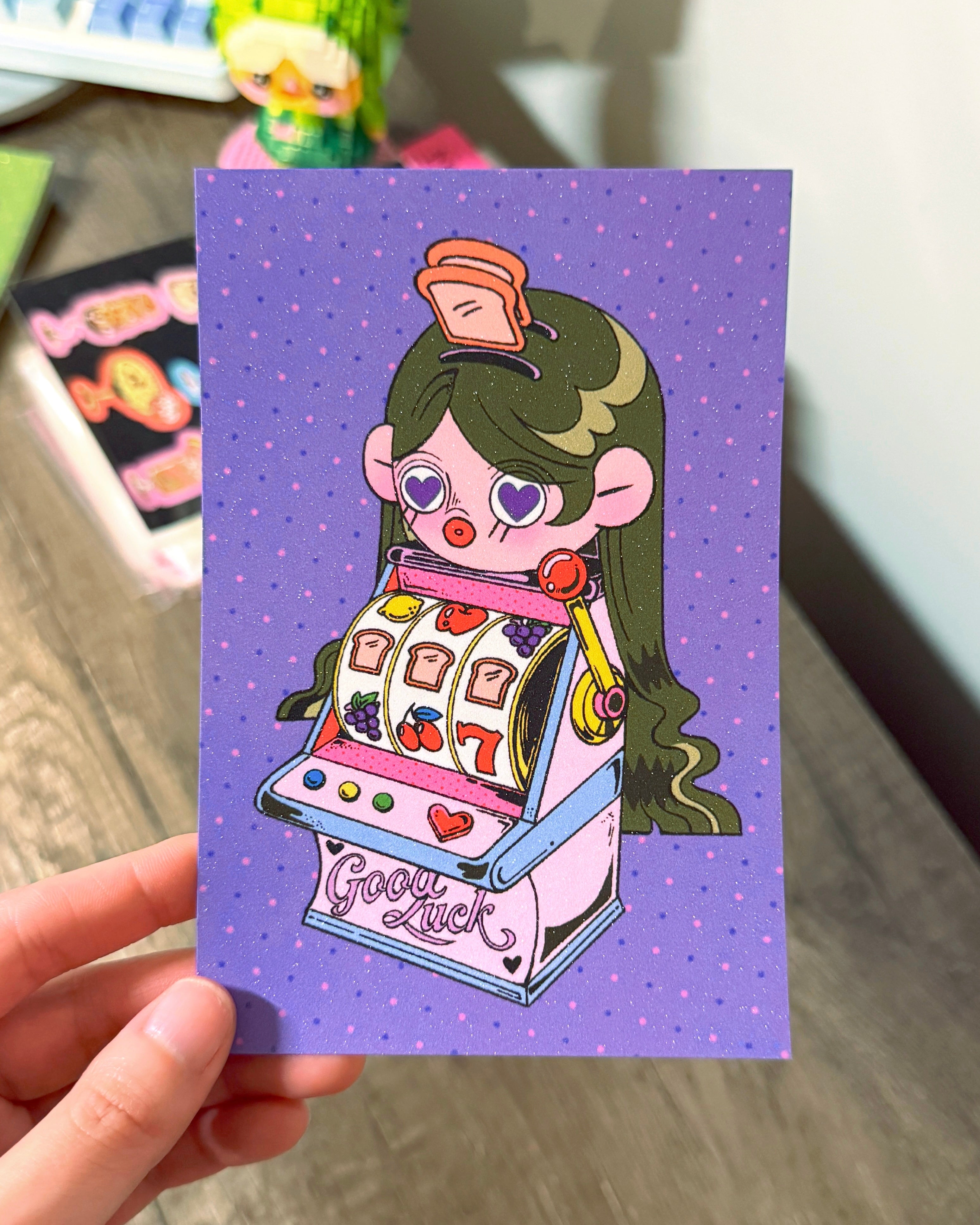 Slot Machine Girl Post Card