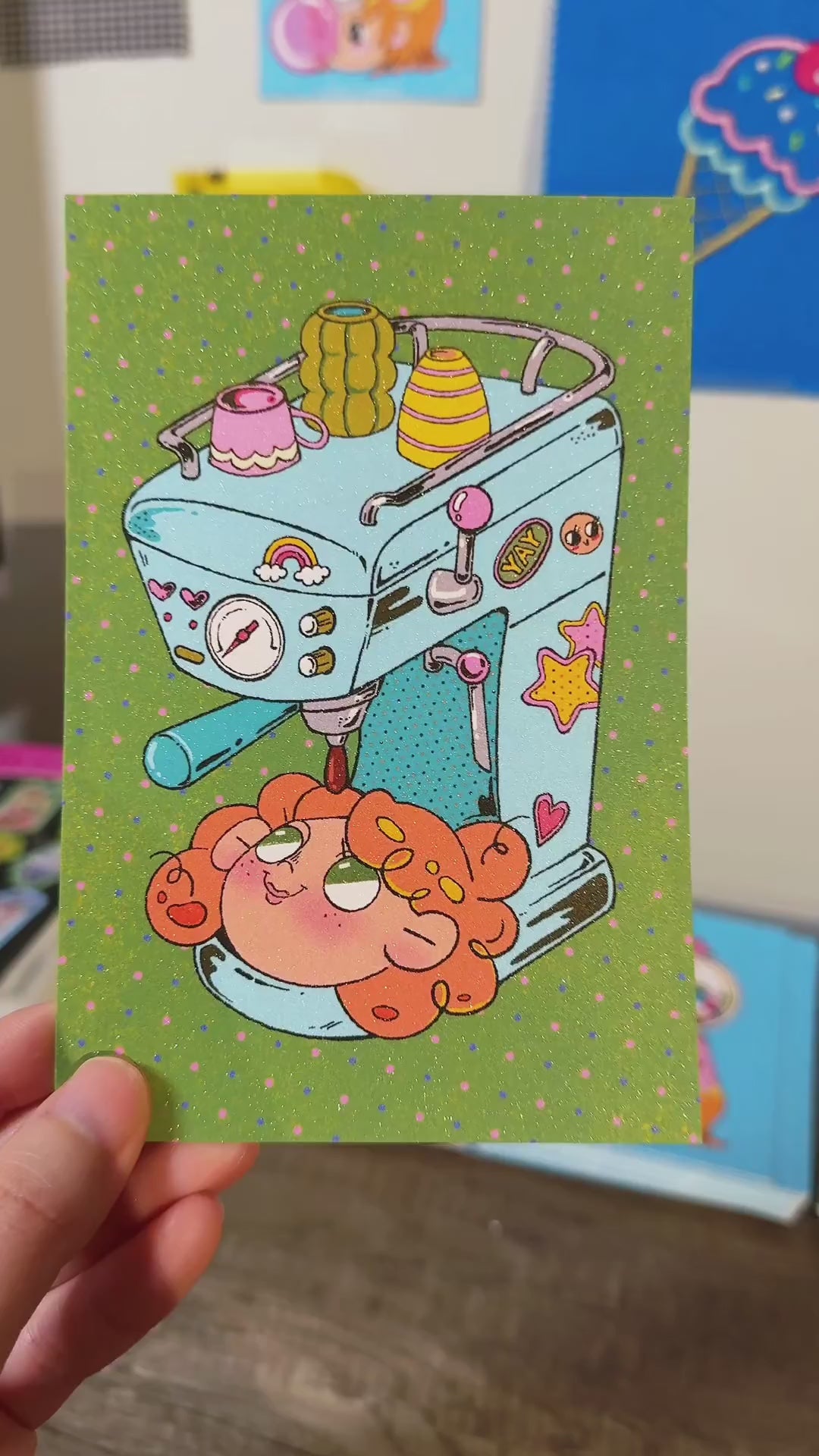 Coffee Machine Girl Post Card
